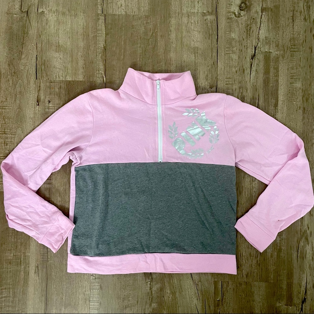 Victoria’s Secret PINK Color Block Half Zip Sweatshirt Size Small | Grey & Pink